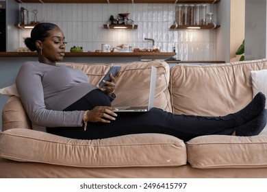 Pregnant woman resting on sofa - Powered by Shutterstock