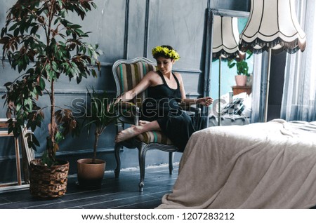 Similar – Woman holding vase with flowers