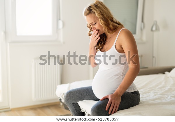 Pregnant Woman Suffering Nausea Morning Stock Photo Edit Now 623785859