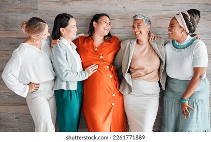 Pregnant woman, team and smile for touch, stomach and excited with support, solidarity and care. Group, women and pregnancy in office with love, community diversity and happy at financial workplace - Powered by Shutterstock