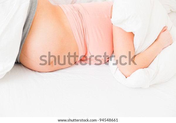 Pregnant Woman Unable Get Comfortable Bed Stock Photo Edit Now