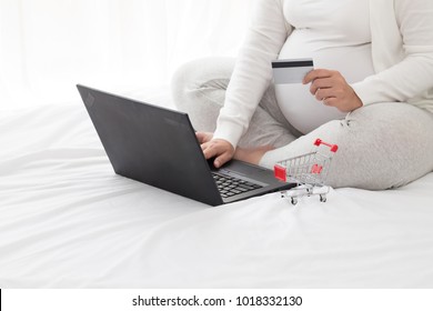 Pregnant Women Seeking Maternity Clothes And New Mom Product By Shopping Online Web Application And Using Credit Card To Pay