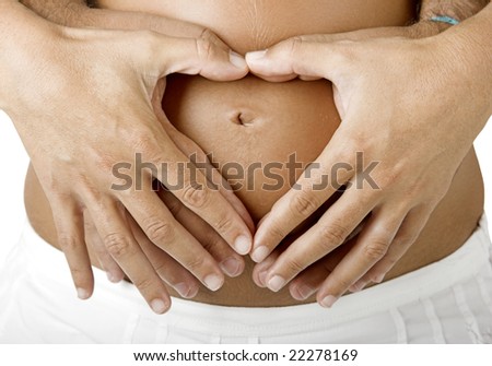 Similar – Image, Stock Photo Top view of hands massaging female abdomen