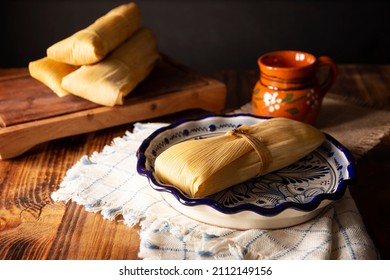 Prehispanic dish typical of Mexico and some Latin American countries. Corn dough wrapped in corn leaves. The tamales are steamed. 