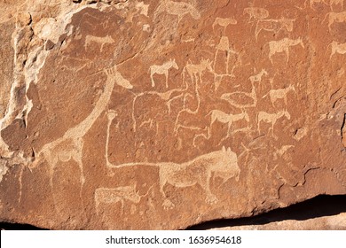 Prehistoric animals drawings at Twyfelfontein