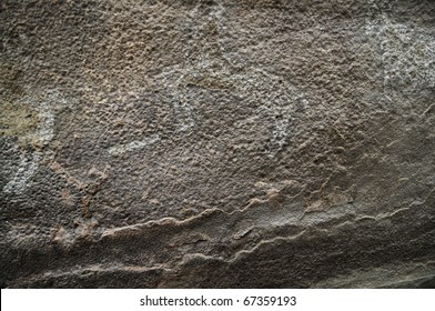 A Prehistoric Cave Painting In Bhimbetka -India , A World Heritage Site Which Shows A Horse.