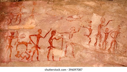 Prehistoric cave paintings over