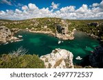 prehistoric cliff dwellings, Cales Coves bay, Cami de Cavalls, GR223, Minorca, Balearic Islands, Spain