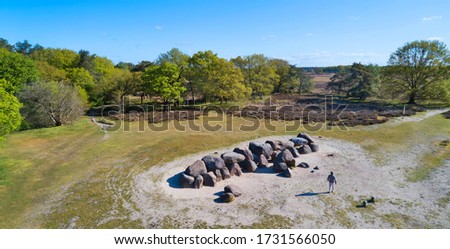 Prehistoric 'Hunebedden' (Dolmens) from 5,000 years ago in the province of 'Drenthe', the Netherlands. This one is number D54 near 'Havelte'