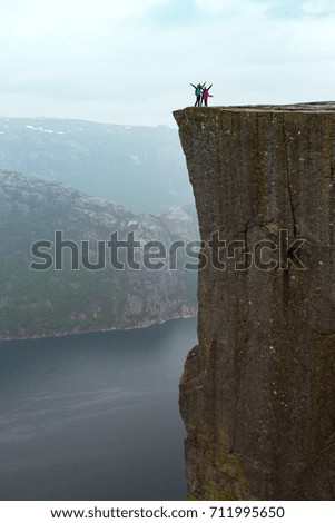 Similar – Image, Stock Photo Preikestolen Norway in the morning