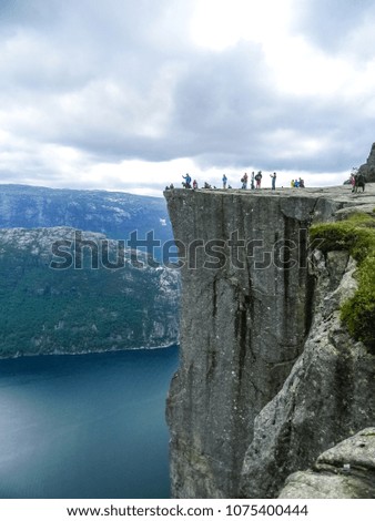 Similar – Image, Stock Photo Preikestolen Norway in the morning