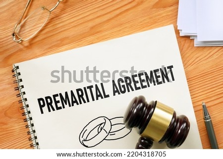 Premarital agreement is shown using a text