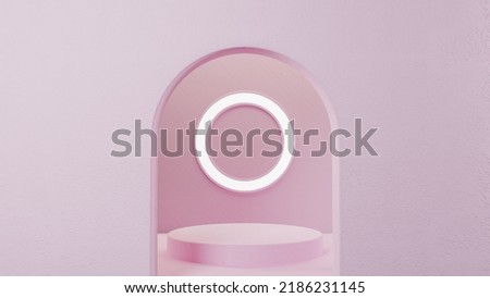 Premium photo render. Aesthetic arc gate and ring light background scenes
