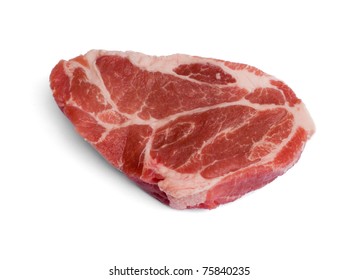 Premium Pork Scotch Fillet Steak Isolated On White