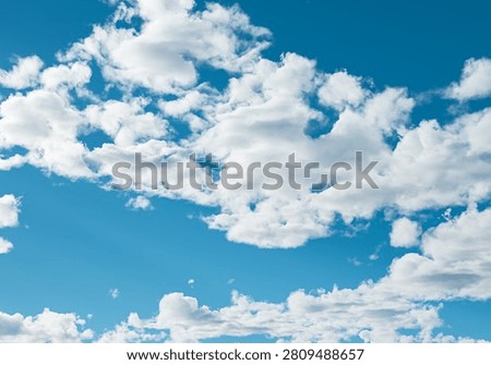 Premium Sky Replacement Background with Dense Textured White Cumulus Clouds on Clear Cerulean Blue Sky