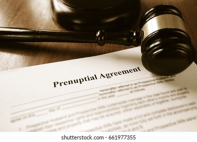 Prenuptial contract and court gavel
