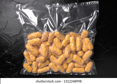 Prepack Frozen Cheese Sticks, Breaded For Deep-frying Package Blowing (bagginess) In Vacuum Packaged Ready To Cooking.