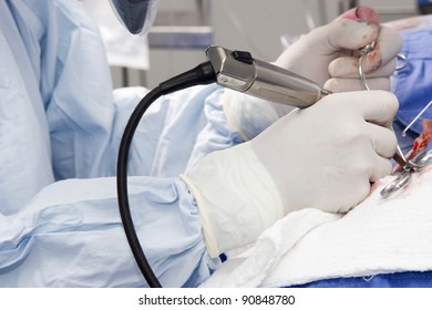 Preparation for the beginning of surgical operation with a cut - Shutterstock ID 90848780
