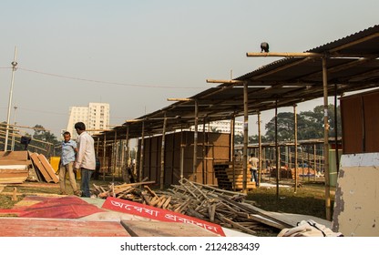 Preparation Of Book Fair 2022, People Working Hard For The Book Fair 2022. This Image Was Captured By Me On February 9, 2022, From Dhaka, Bangladesh.