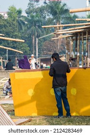 Preparation Of Book Fair 2022, People Working Hard For The Book Fair 2022. This Image Was Captured By Me On February 9, 2022, From Dhaka, Bangladesh.