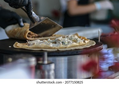 Preparation Of Crêpe By Hands To Eat