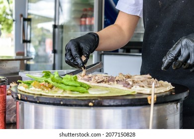 Preparation Of Crêpe By Hands To Eat