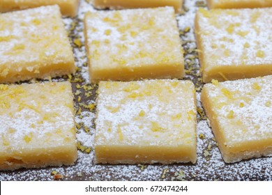 Preparation dessert lemon squares (lemon bars). American kitchen - Shutterstock ID 672474244