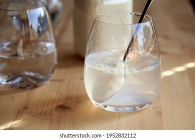 Preparation Of A Healthy Drink - Mixing Whey Protein Powder With Water