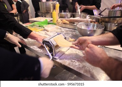 Preparation With Pasta Machine For Cooking Competition, Italy