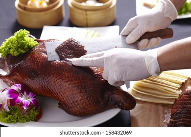 Preparation Of Peking Roast Duck. Peking Duck Is A Famous Duck Dish From Beijing.