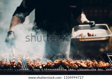 Preparation of shish kebab bbq