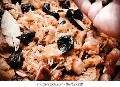 Preparation Of Traditional Polish Bigos.