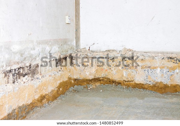 Preparatory stage for the construction of\
a ventilated crawl space in an old brick\
building