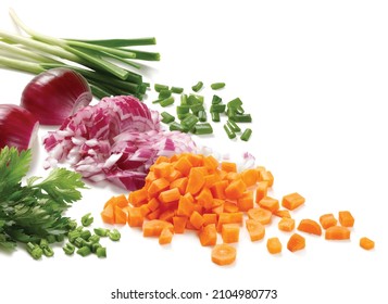 to prepare the dish, you will need chopped vegetables,onions,carrots,celery, - Shutterstock ID 2104980773