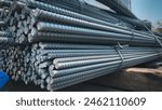 Prepare products for delivery to customers Deformed steel or rebar background Deformed bars for reinforced concrete metal surfaces Closed with reinforcing steel and round steel bars.