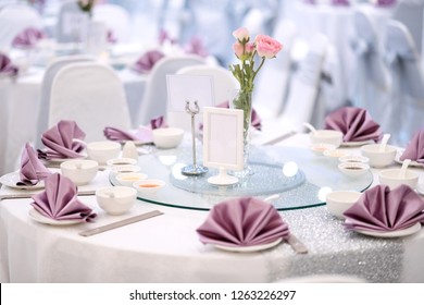 Prepared Gala Dinner Table In Wedding Ceremony