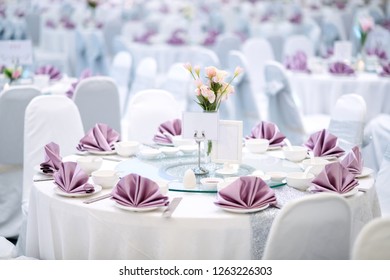 Prepared Gala Dinner Table In Wedding Ceremony