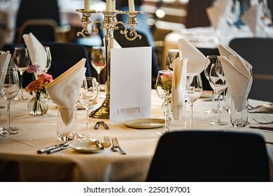 prepared luxurious table at expensive restaurant