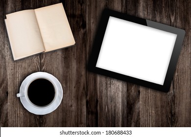 prepared to work with coffee and tablet
