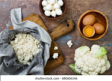 Preparing Cauliflower Pizza Crust. 