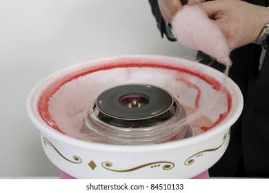 Preparing cotton candy for a buffet