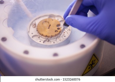 Preparing Cryo-electron Microscopy Grid Sample In Liquid Nitrogen With Protective Gloves