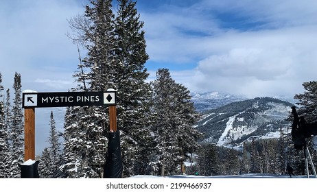 Preparing To Descent A Black Diamond Ski Run In Utah.