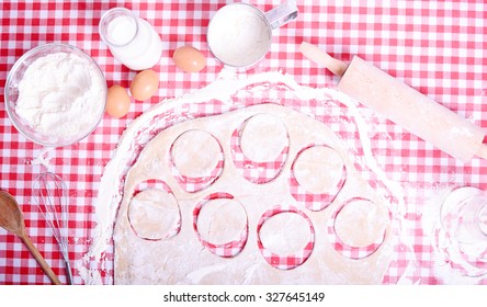 Preparing Donuts In Kichen Table