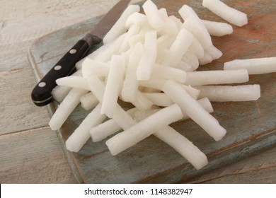 Preparing Fresh White Raddish