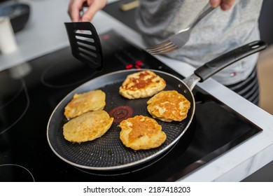 Preparing Healthy Banana Pancakes For Breakfast