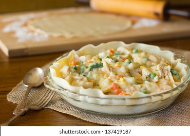 Preparing Homemade Chicken Pot Pie