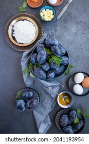 Preparing Homemade Plum Crust, Organic Healthy Dessert
