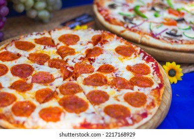 Preparing Italian Food In A Park Pizza Spagetti Salad