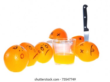 Preparing orange juice.